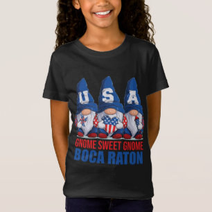T-Shirt Drapeau américain Boca Raton Florida Gnome Sweet G