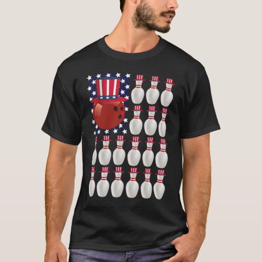 T-shirt Drapeau américain Bowling Ball 4 juillet US Bowler (Devant)