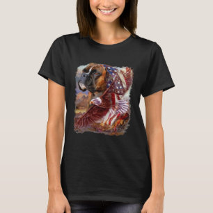 T-shirt Drapeau américain Boxer Dog Eagle 4 juillet Indépe