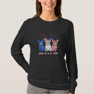 T-shirt Drapeau américain Bulldog 4 juillet Independe