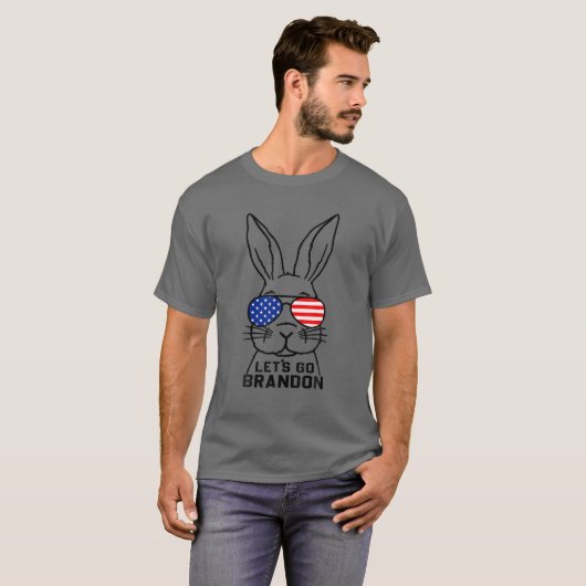 T-shirt Drapeau américain Bunny Face Allons Brandon Pâques (Devant entier)