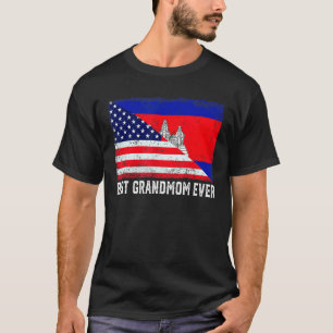 T-shirt Drapeau américain Cambodge Drapeau Meilleur Grand-