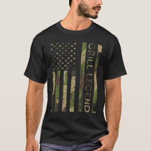 T-shirt Drapeau américain Camo Grill Legend Papa 4 juillet