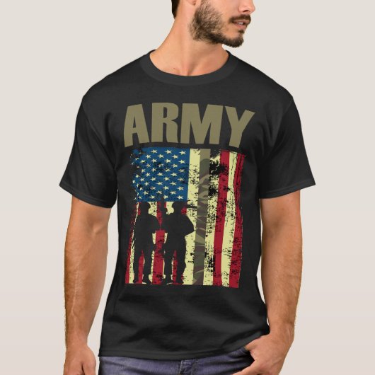 T-shirt Drapeau américain Camo US Army 4 juillet US Milita (Devant)