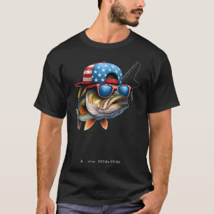 T-shirt Drapeau américain camouflage pêche bass