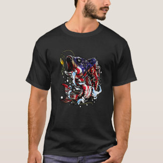 T-shirt Drapeau américain camouflage pêche Usa Bass Fisher
