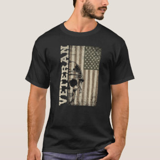 T-shirt Drapeau américain camouflage Vétéran Vintage