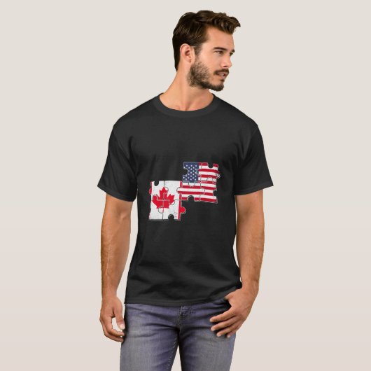 T-shirt Drapeau américain Canada (Devant entier)