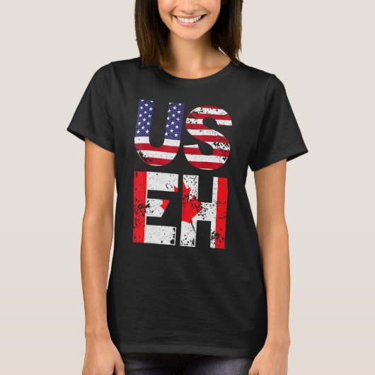 T-shirt Drapeau américain Canada (Devant)