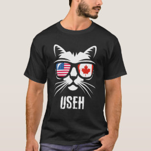 T-shirt Drapeau américain Canada Cat Us Eh