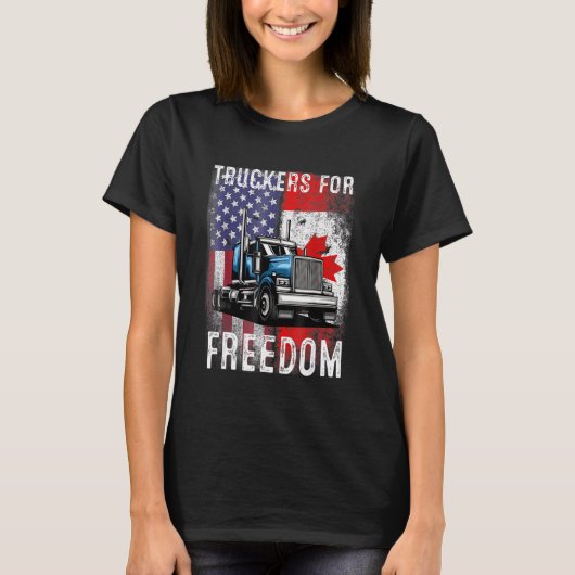 T-shirt Drapeau américain Canada Convoi pour la liberté du (Devant)