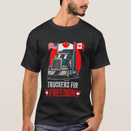 T-shirt Drapeau américain Canada Convoi pour la liberté du (Devant)