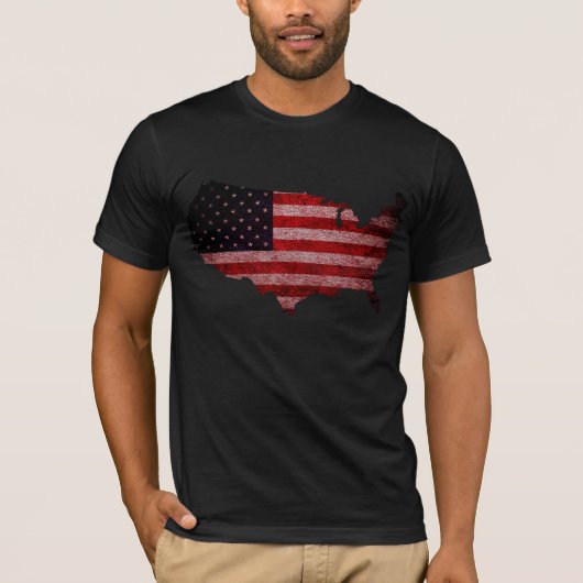 T-shirt Drapeau Américain Carte (Devant)