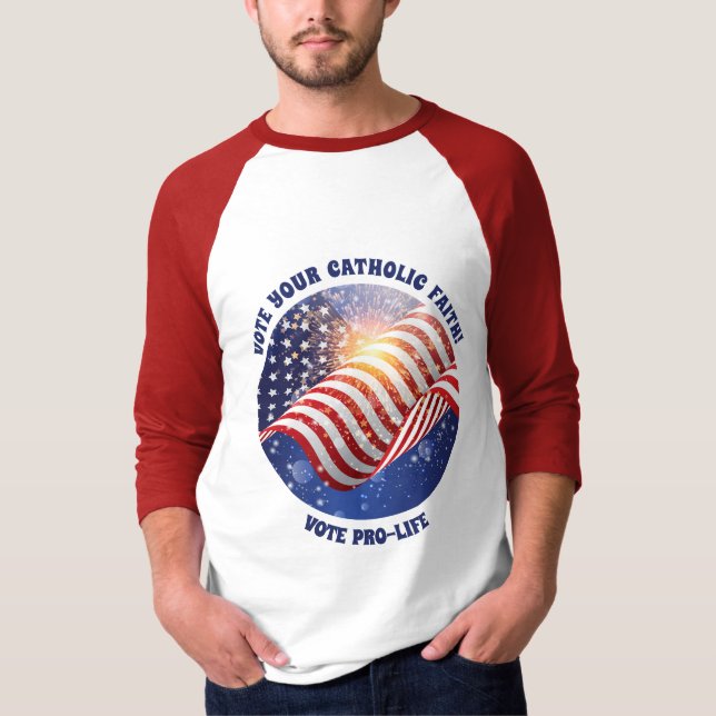 T-shirt Drapeau américain catholique pro-vie USA Stars & S (Devant)