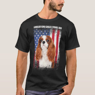 T-shirt Drapeau américain Cavalier Roi Chales Spaniel Da