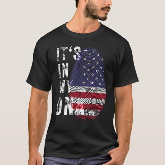 T-shirt Drapeau américain C'est dans mon ADN Empreinte pou (Devant)