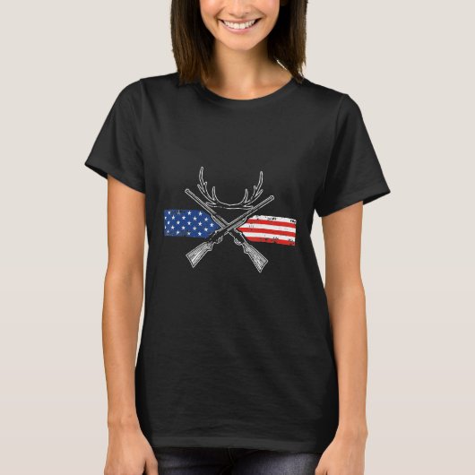 T-shirt Drapeau américain Chasse aux cerfs Don patriotique (Devant)