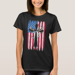T-shirt Drapeau américain Chasse chrétienne Pêche Amant