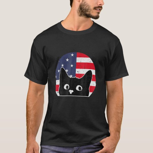 T-shirt Drapeau Américain Chat 4 H De Juillet Kitten Anima (Devant)
