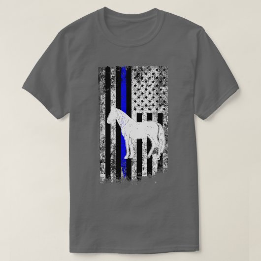 T-shirt Drapeau américain Cheval de la police de patrouill (Design devant)