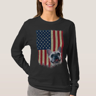 T-shirt Drapeau américain Chien de taureaux français 4 jui