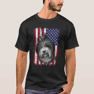 T-shirt Drapeau américain Chien USA Tibétain Terrier 4 jui