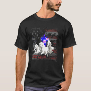 T-shirt Drapeau américain chrétien Cheval Drapeau américai