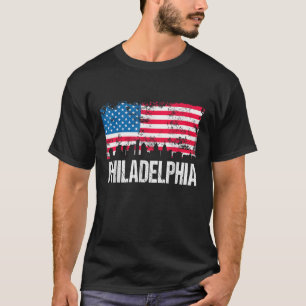 T-shirt Drapeau américain City Skyline Philadelphia Pennsy