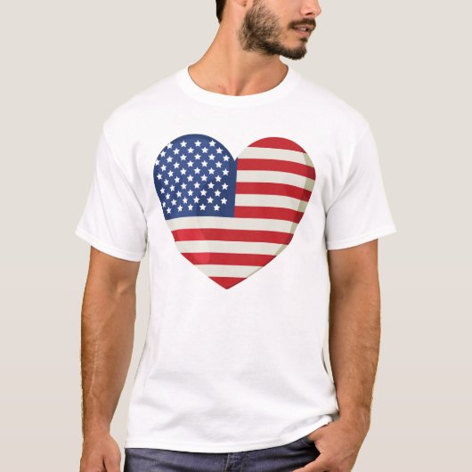 T-shirt Drapeau Américain Cœur (Devant)