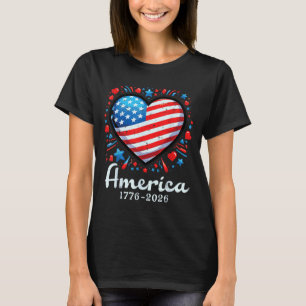 T-shirt Drapeau américain Cœur 1776 2026 250e anniversaire