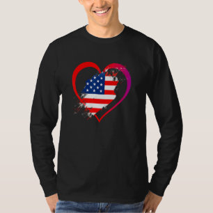 T-shirt Drapeau américain Coeur des forces armées patrioti