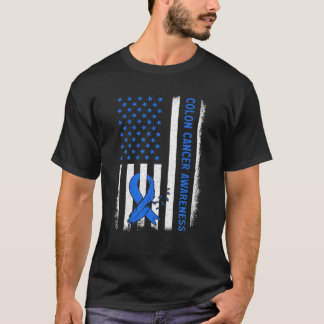 T-shirt Drapeau américain Colon Cancer Sensibilisation Sur