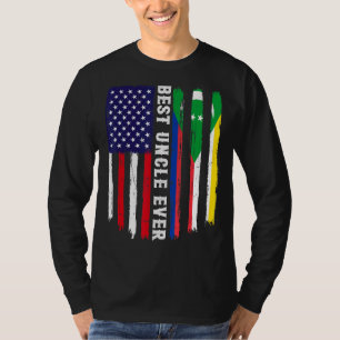 T-shirt Drapeau Américain & Comores Drapeau Meilleur Oncle