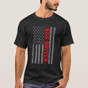 T-shirt Drapeau Américain Conducteur De Bus Drapeau US Vin