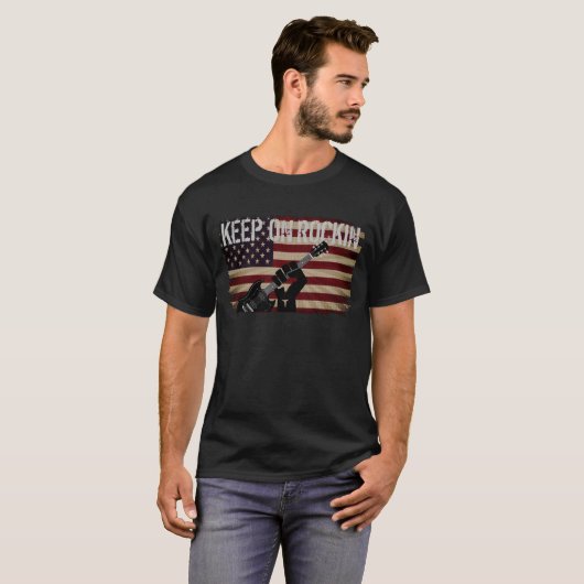 T-SHIRT DRAPEAU AMÉRICAIN COOL CONTINUE À ROCKER (Devant entier)