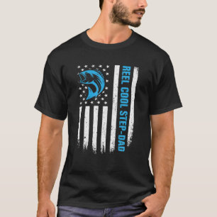 T-shirt Drapeau américain Cool Étape-Papa Pêche Père de la