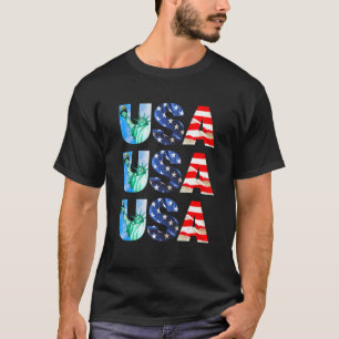 T-shirt Drapeau américain cool Patriotique 4 juillet Rouge