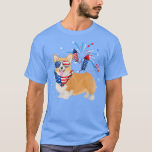 T-shirt Drapeau américain Corgi Dog 4 juillet Hommes Femme