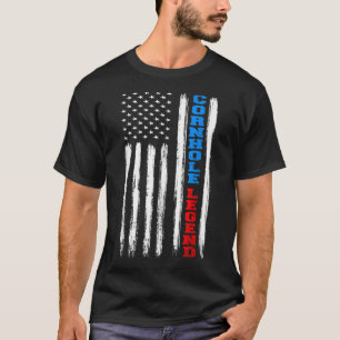 T-shirt Drapeau américain Cornhole Légende Champion Bean B