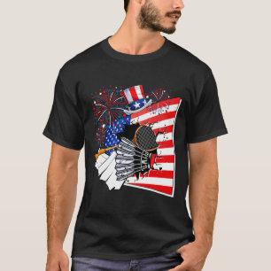T-shirt Drapeau Américain Costume Équipement Badminton 4e