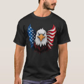 T-shirt Drapeau américain d'aigle noir (Devant)
