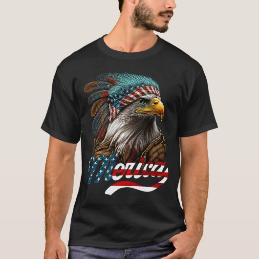 T-shirt Drapeau américain d'aigle patriotique 4 juillet Am (Devant)