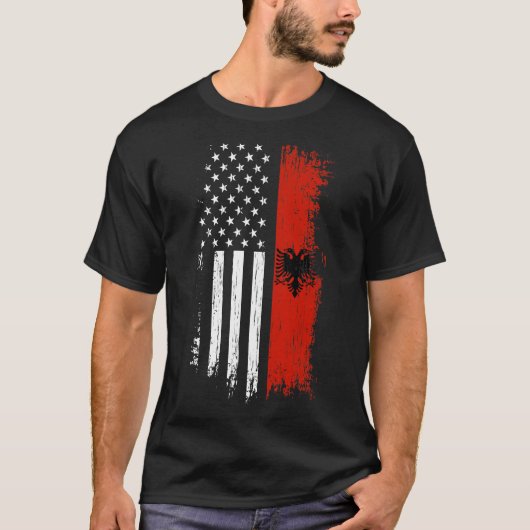 T-shirt Drapeau américain d'Albanie (Devant)