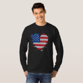 T-shirt Drapeau américain d'amour USA Cœur 4 juillet Améri (Devant entier)