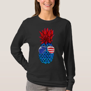 T-shirt Drapeau américain d'ananas hawaïen Lunettes de sol