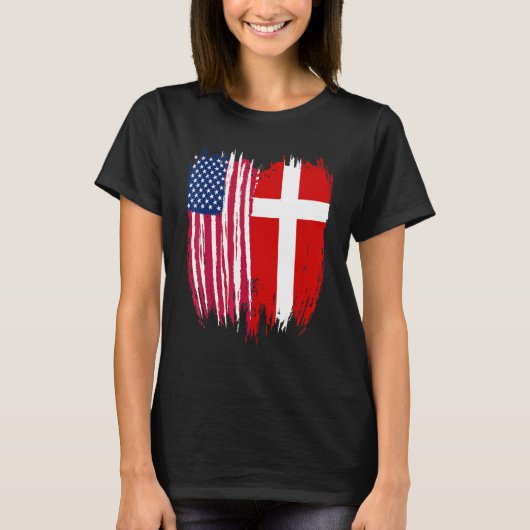 T-shirt Drapeau américain danois Danemark (Devant)