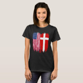 T-shirt Drapeau américain danois Danemark (Devant entier)