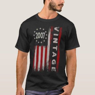 T-shirt Drapeau américain de 15 ans Vintage 2007 15e anniv