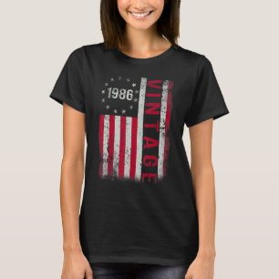T-shirt Drapeau américain de 37 ans Cadeaux Vintage 1986 3