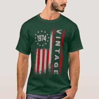 T-shirt Drapeau américain de 48 ans Cadeaux Vintage 1974 4